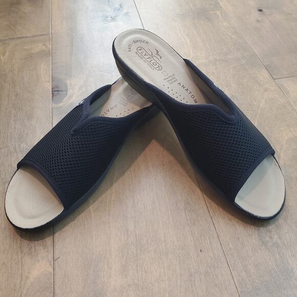 NWOB Fly Flot Mesh Slide Sandals Black Size 10.5 / 41 Women Made in Italy - Picture 1 of 6